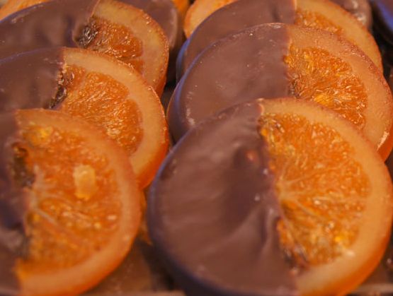Tranches d'oranges confites au chocolat