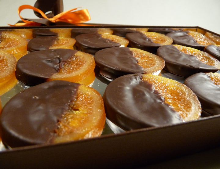 Tranches d'oranges confites au chocolat